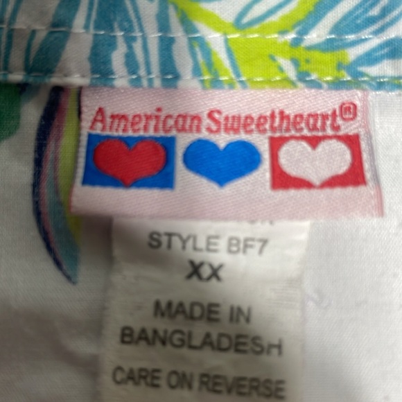 American sweetheart Tropical Button-Up Shirt White Short Sleeve Hawaiian xx - Picture 4 of 10